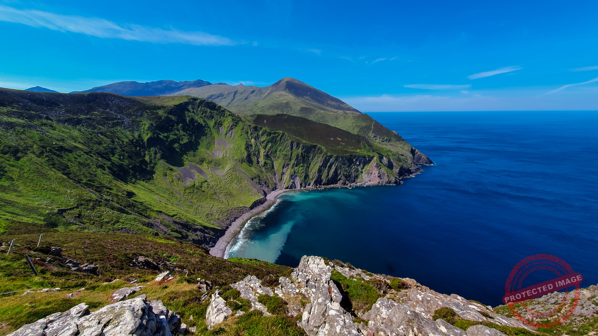View down to An Sás with Más an Tiompáin in the background.